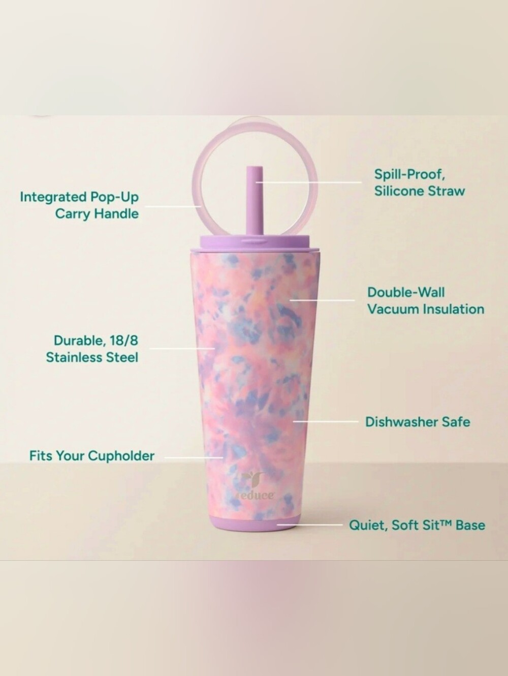 Reduce Halo Tie-Dye Insulated Straw Tumbler - Picture 4 of 5